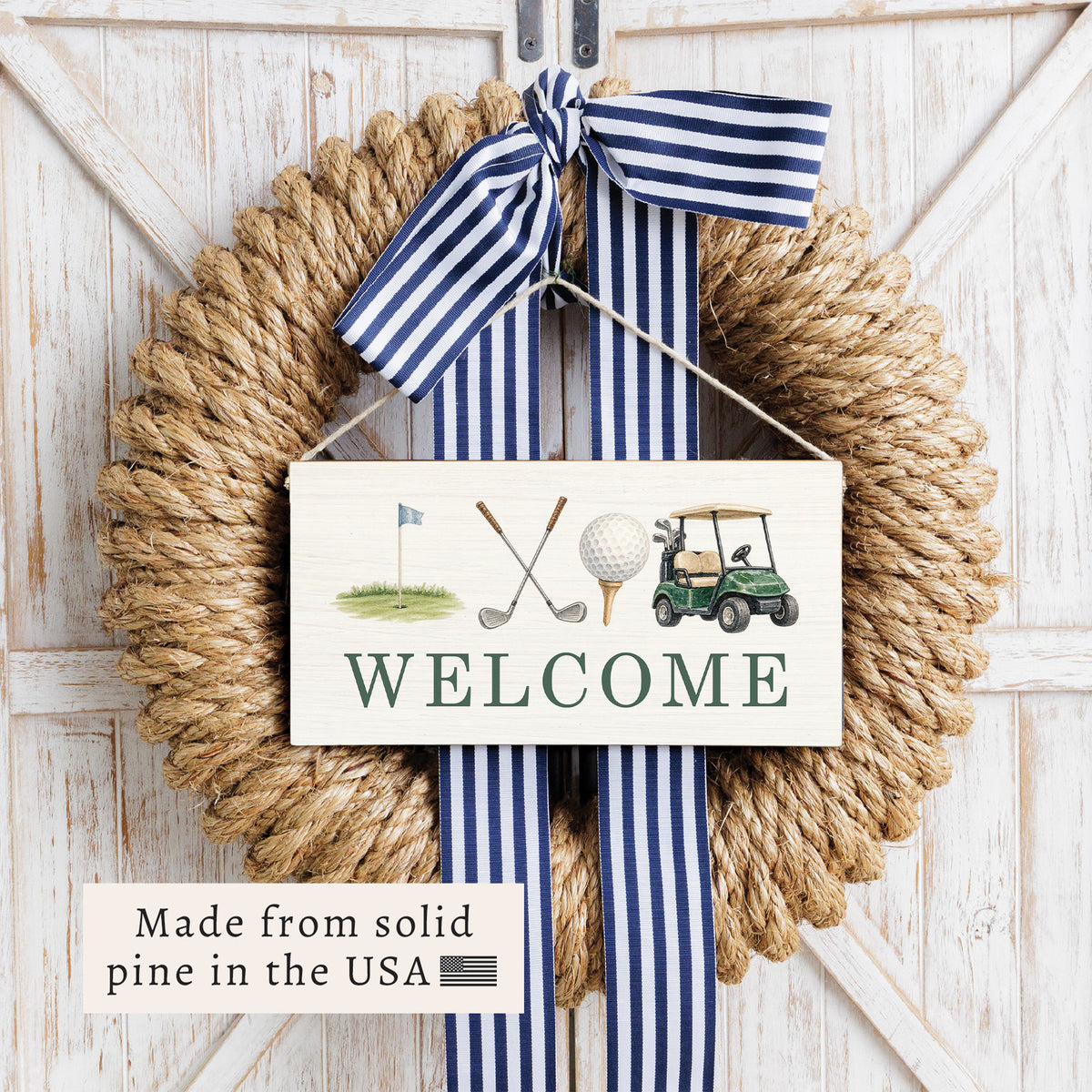 Golf Icons Welcome Twine Sign