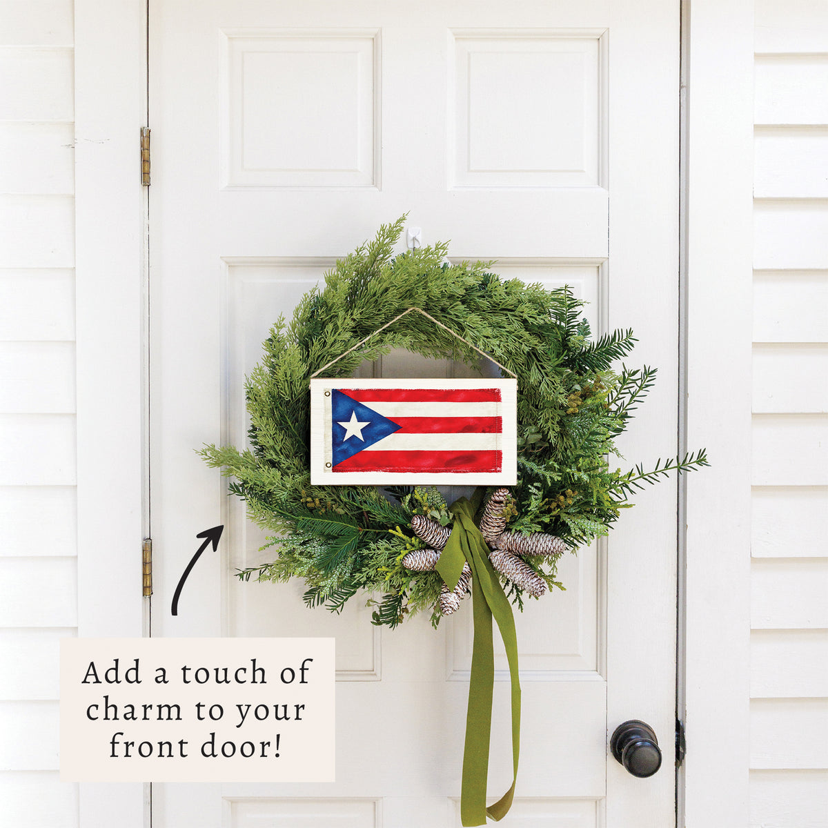 Puerto Rico Vintage Flag Twine Sign