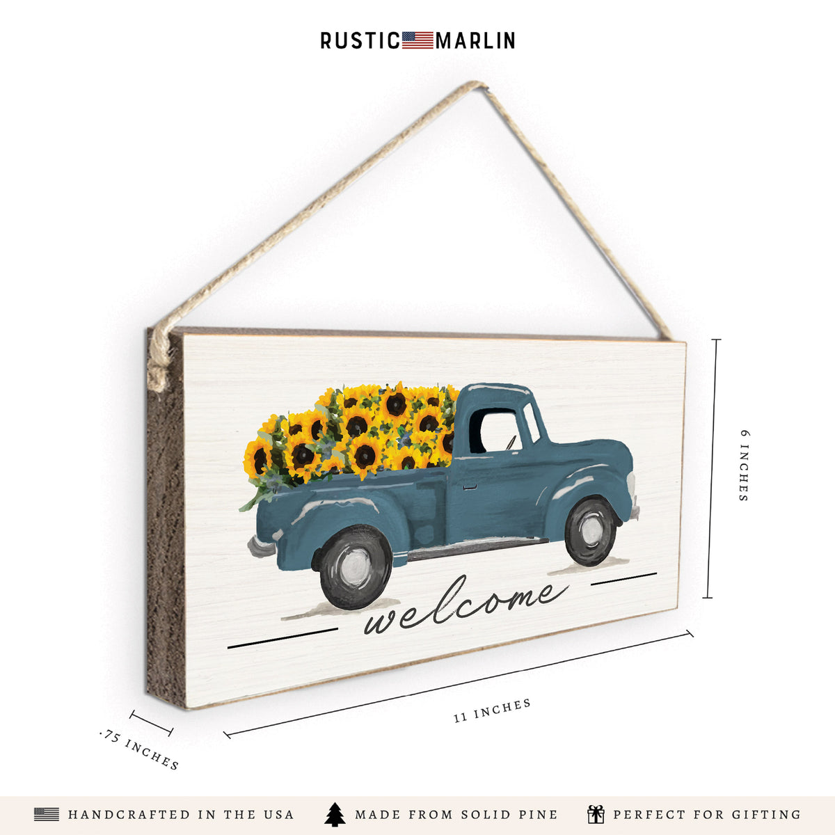 Sunflower Truck Welcome Twine Sign