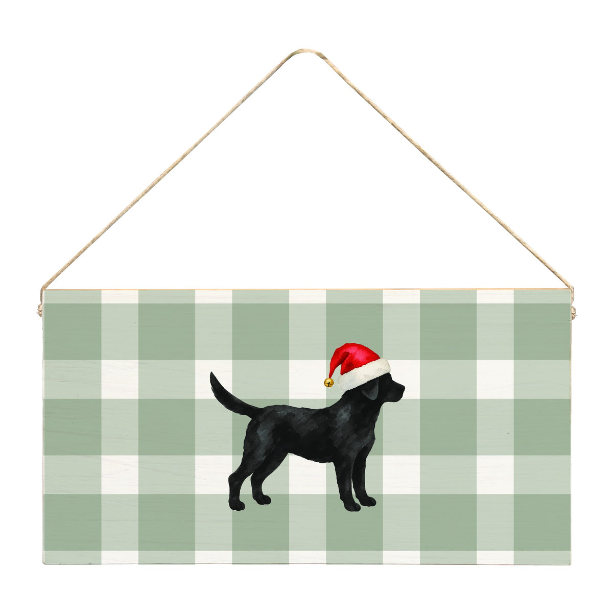 Black Lab Santa Hat Twine Sign