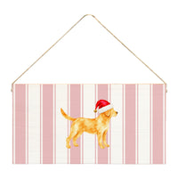 Yellow Lab Santa Hat Twine Sign