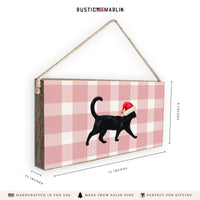 Black Cat Santa Hat Twine Sign