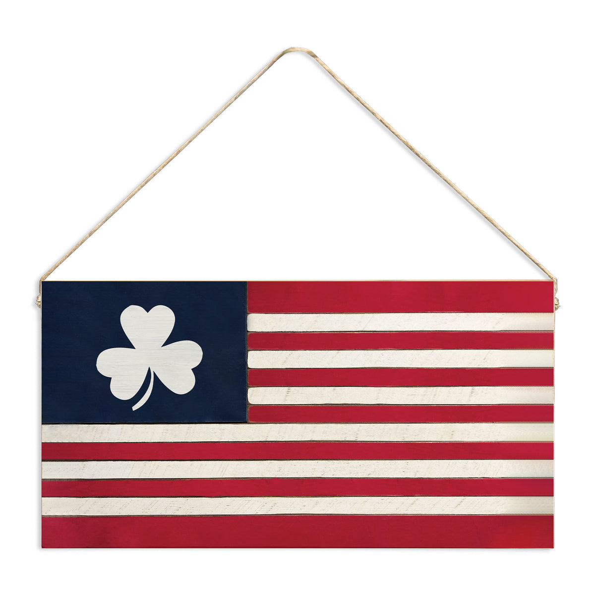 American Flag Shamrock Twine Sign