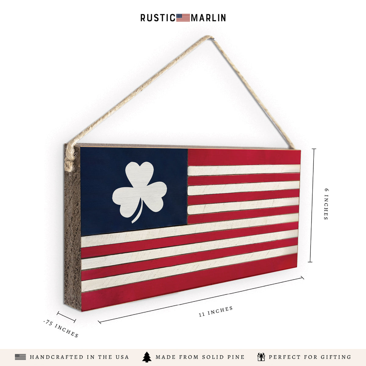 American Flag Shamrock Twine Sign