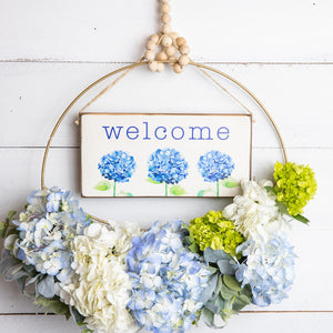 Welcome Hydrangea Twine Sign
