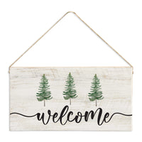 Watercolor Trees Welcome Twine Sign