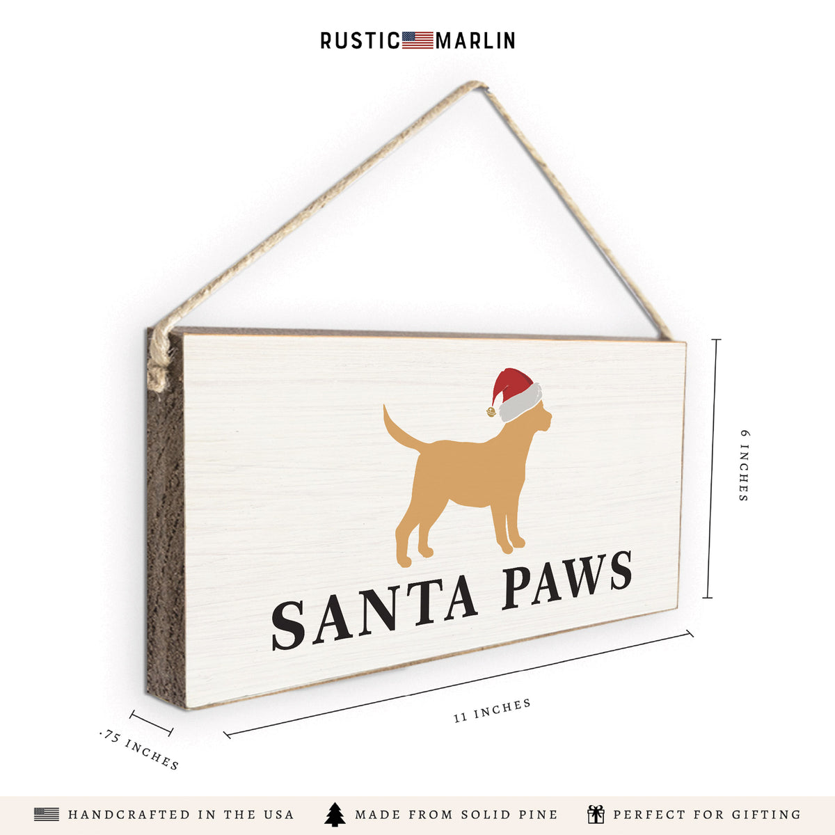 Santa Golden Dog Twine Sign