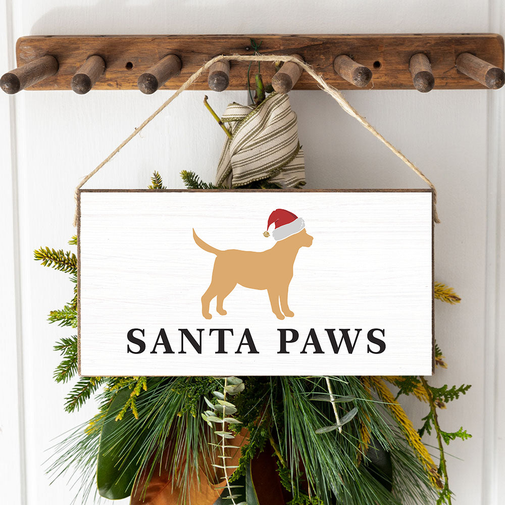 Golden Santa Dog Hanging Sign