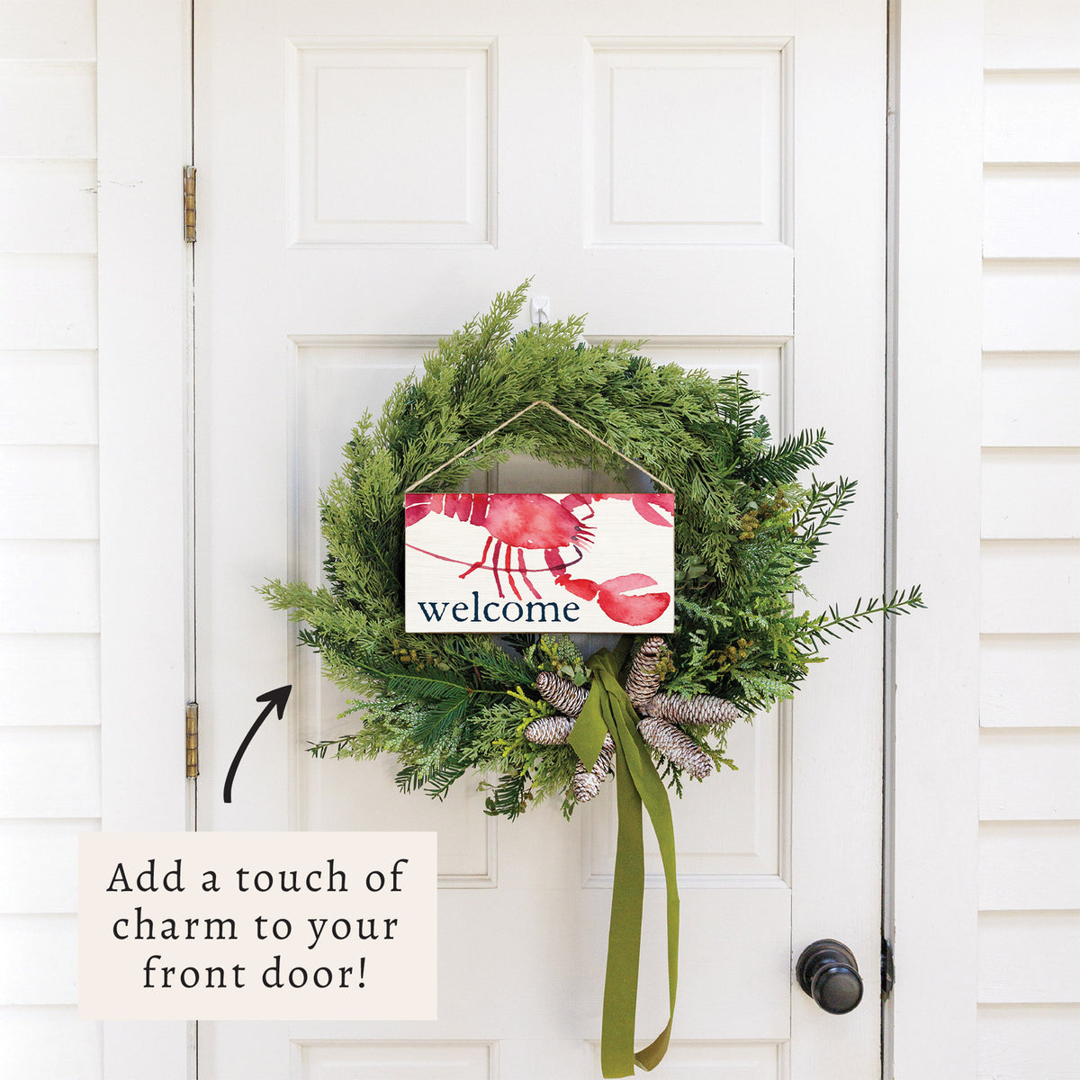 Lobster Watercolor Welcome Twine Sign