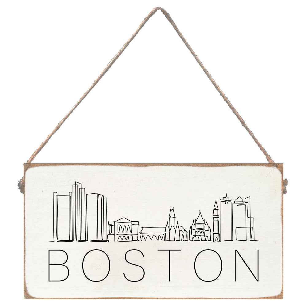 Boston Line Art Twine Sign