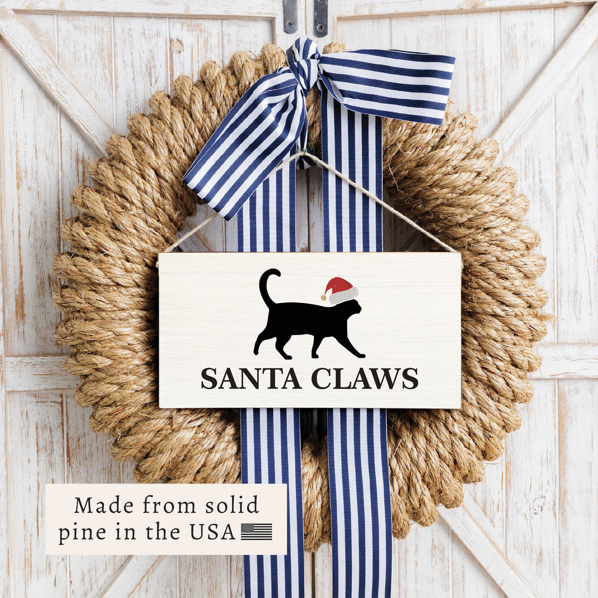 Santa Cat Twine Sign