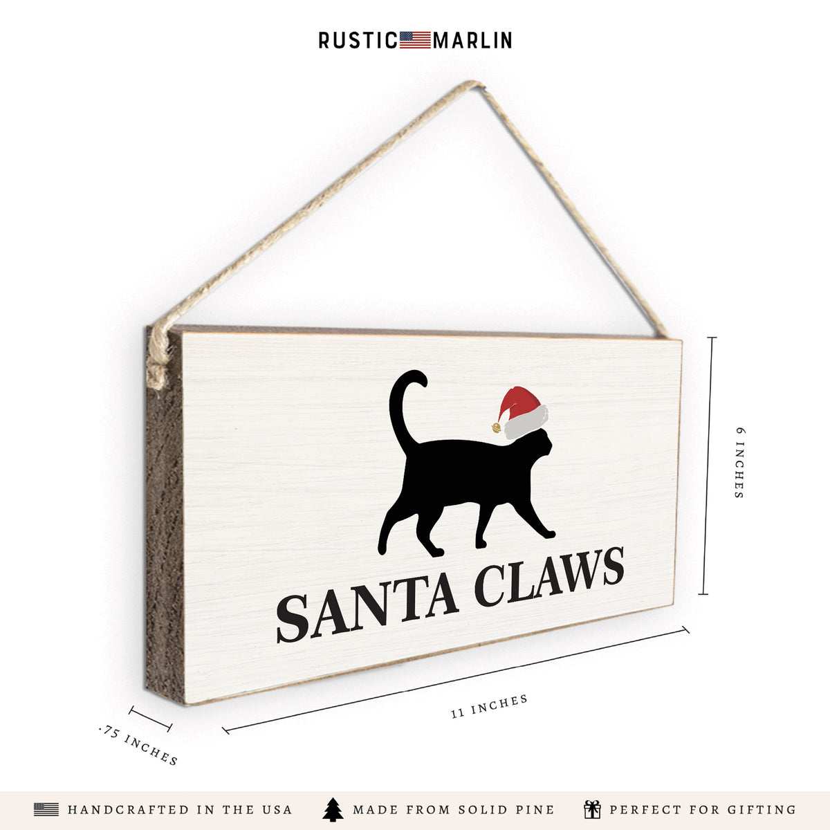 Santa Cat Twine Sign