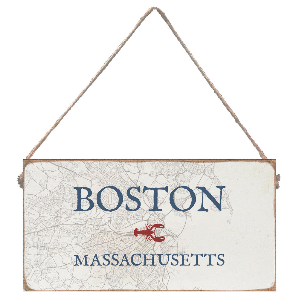Boston Map Lobster Twine Sign