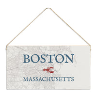 Boston Map Lobster Twine Sign