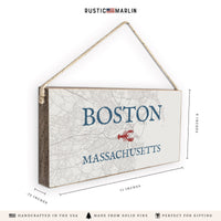 Boston Map Lobster Twine Sign