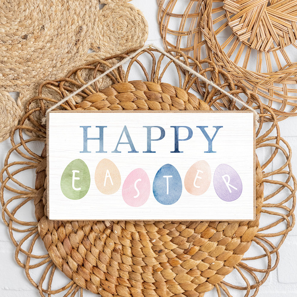 Happy Easter Eggs Twine Hanging Sign