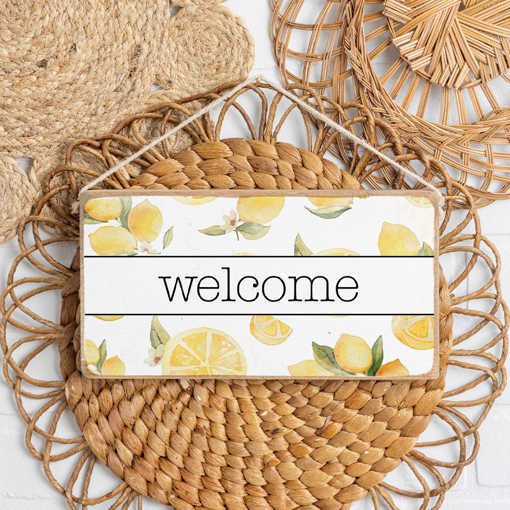 Watercolor Lemons Twine Hanging Sign