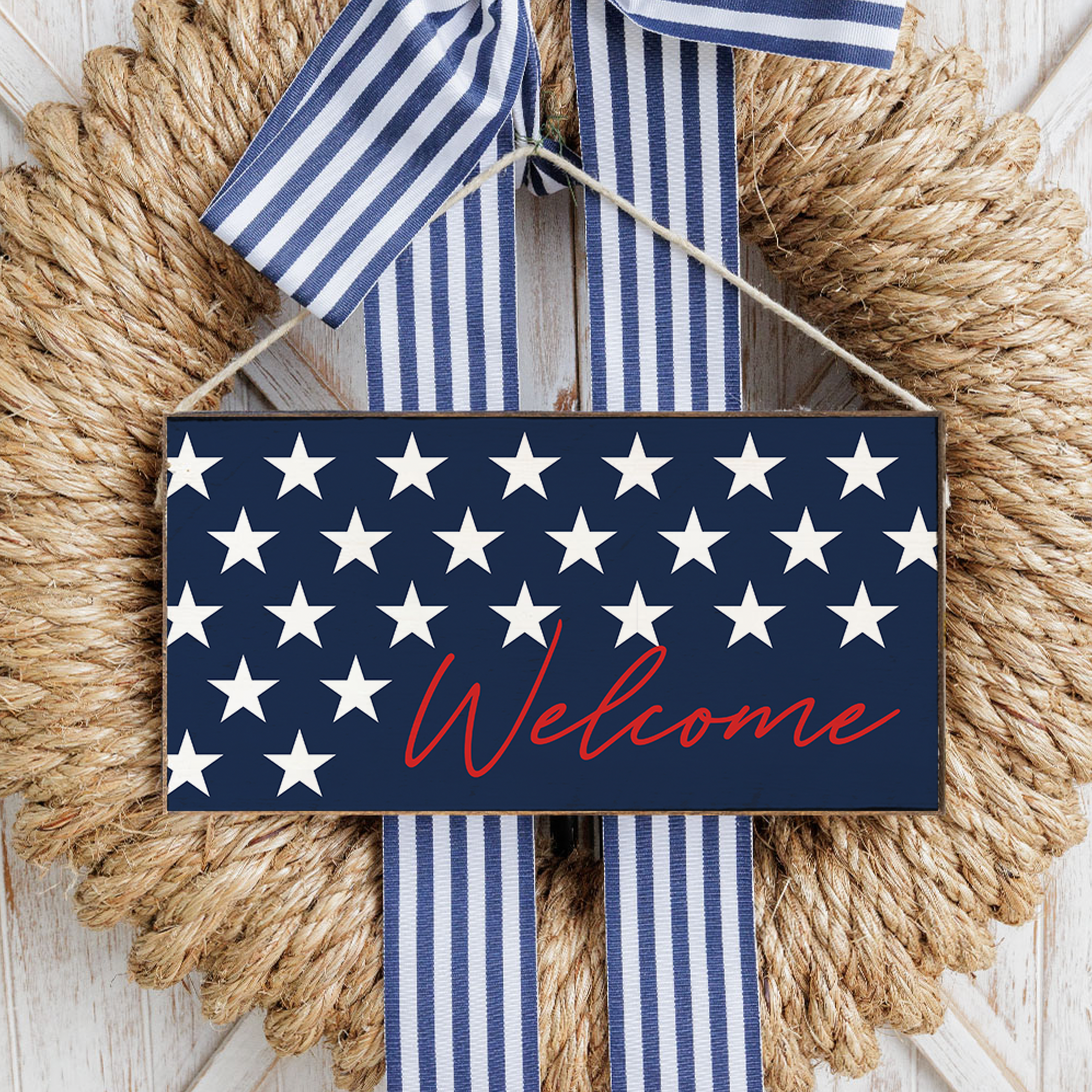 red-white-and-navy-star-welcome-twine-hanging-sign