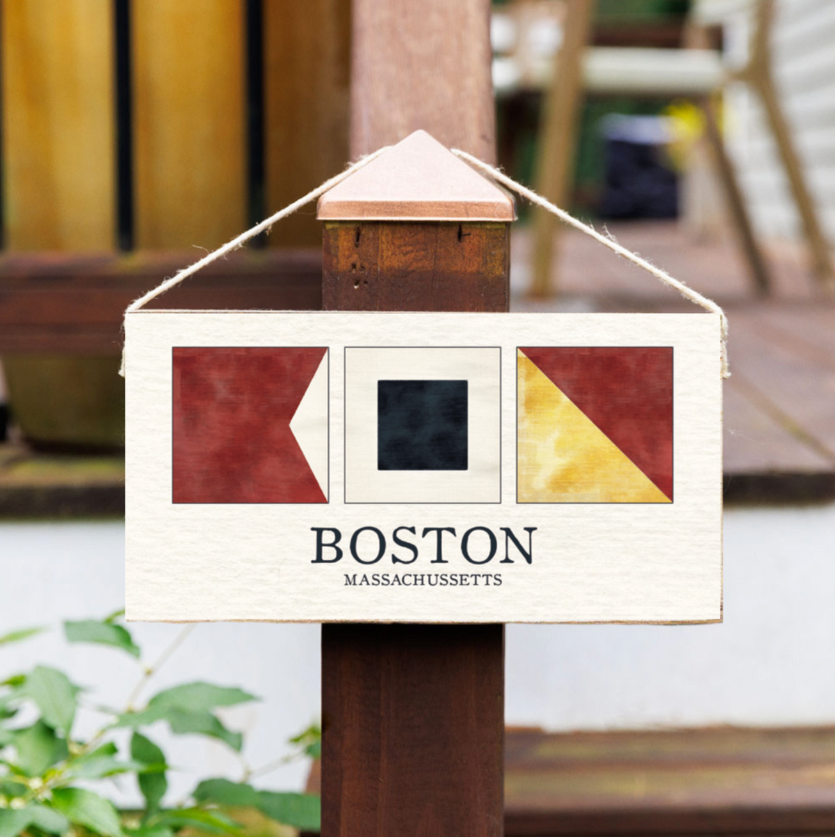 Boston Nautical Letters Twine Hanging Sign