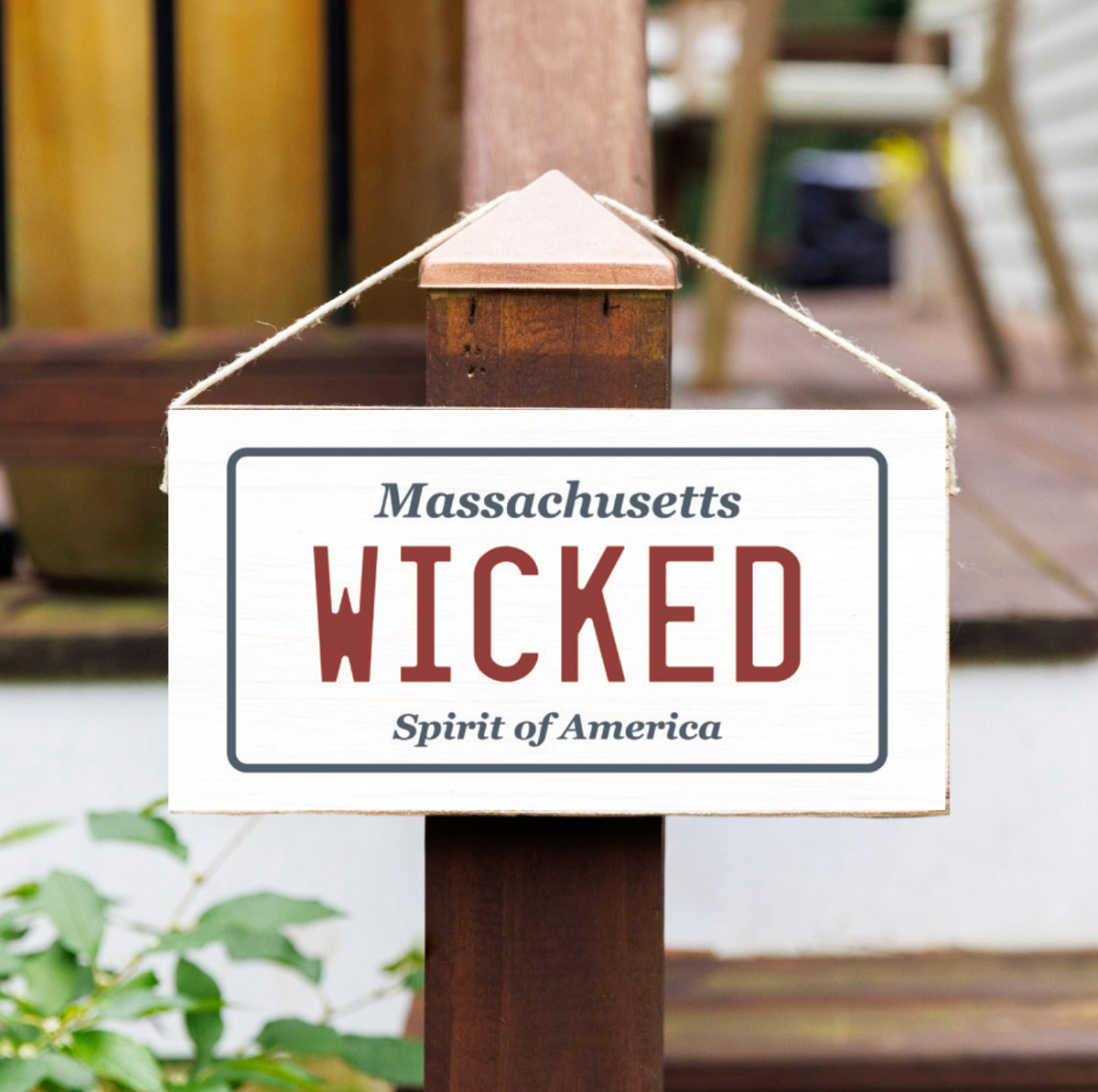 Wicked License Plate Twine Hanging Sign