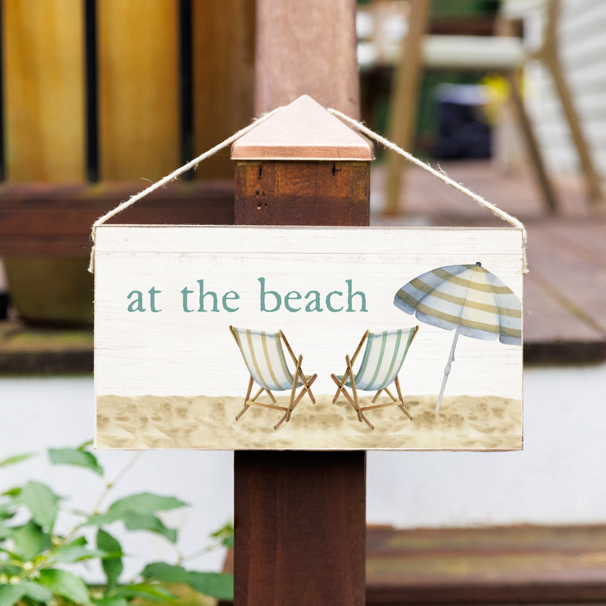 At the Beach Twine Hanging Sign