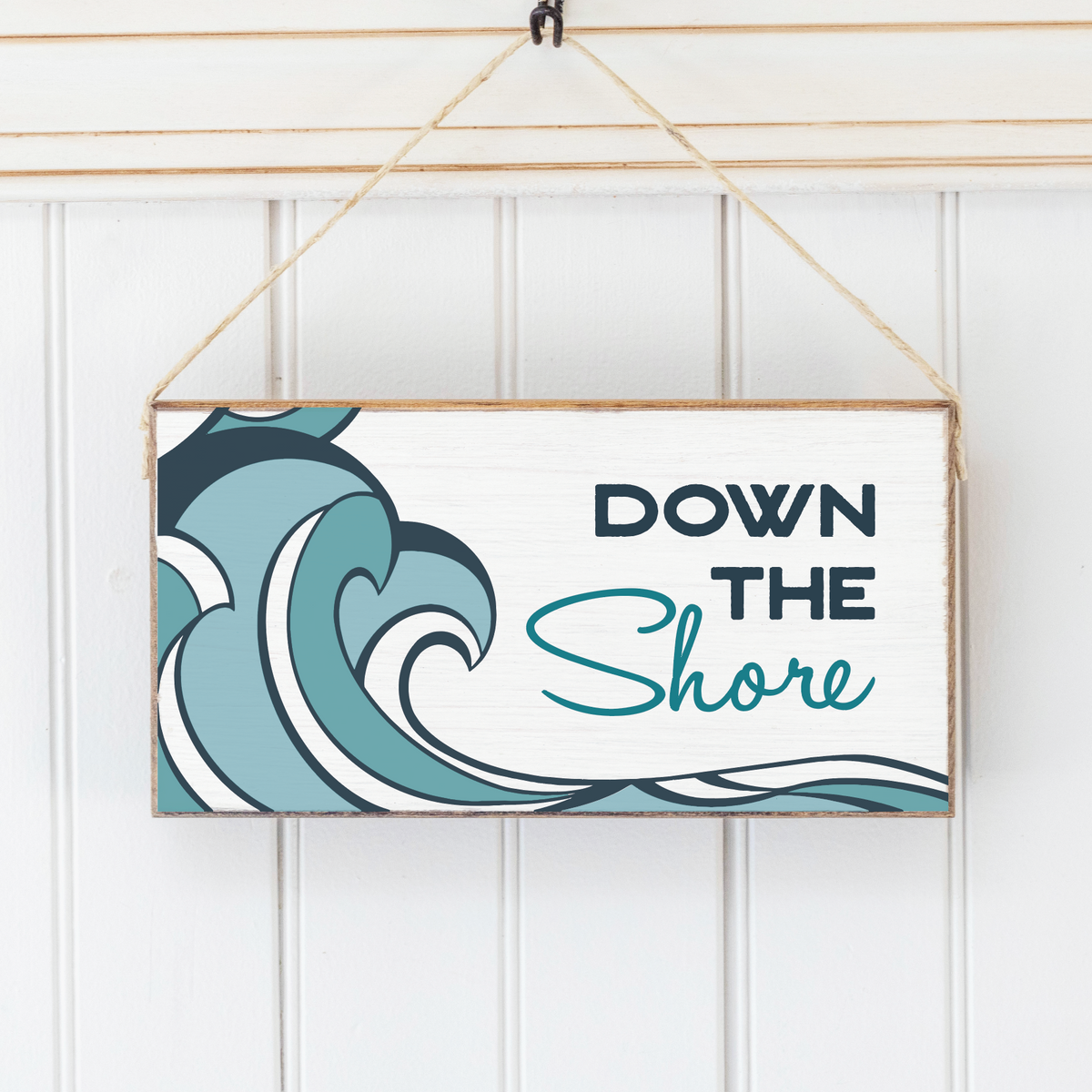 Personalized Two Line Wave Twine Hanging Sign