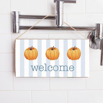 Preppy Pumpkins Welcome Twine Hanging Sign