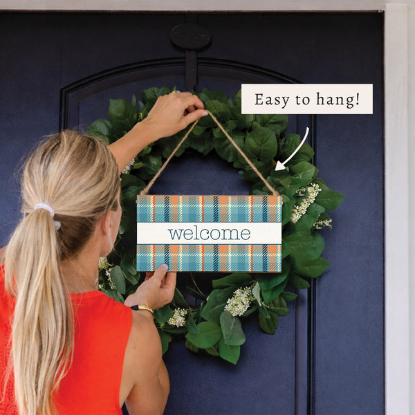 Fall Plaid Welcome Twine Sign
