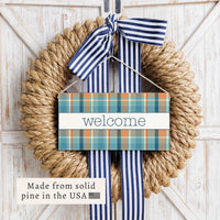 Fall Plaid Welcome Twine Sign