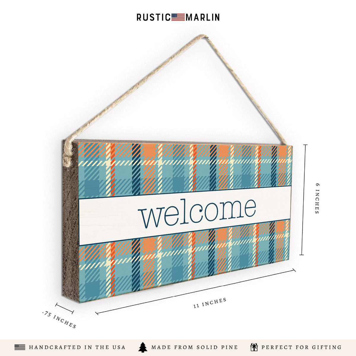Fall Plaid Welcome Twine Sign