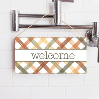 Fall Lattice Welcome Twine Hanging Sign