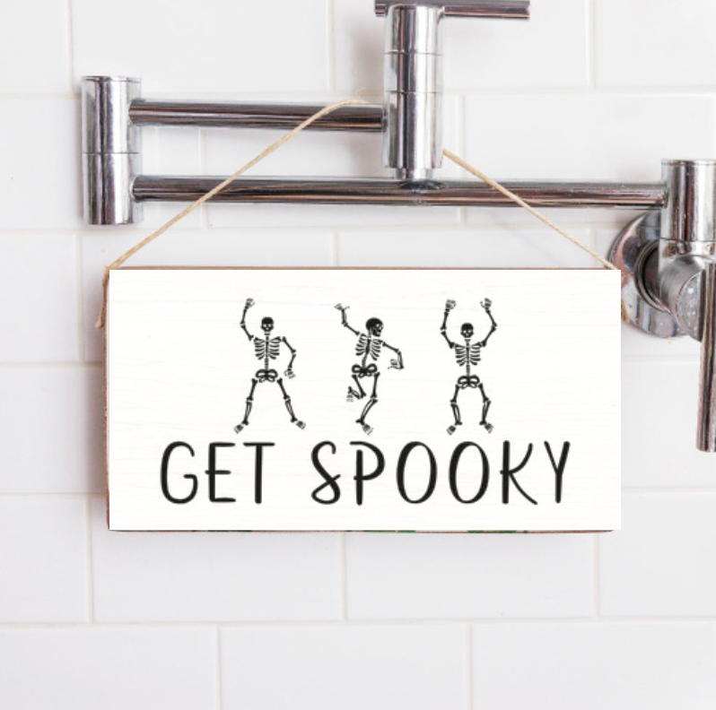 Get Spooky Skeleton Twine Hanging Sign