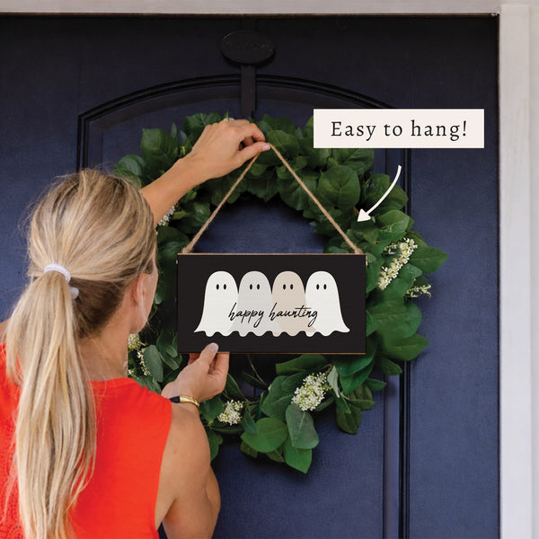 Happy Haunting Ghost Twine Sign