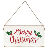 Merry Christmas Holly Leaves Twine Sign