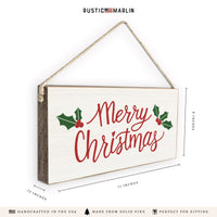 Merry Christmas Holly Twine Sign