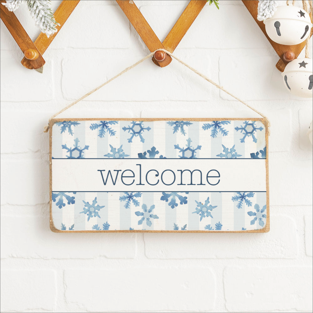 Snowflake Welcome Twine Hanging Sign