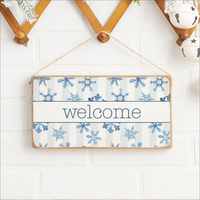 Snowflake Welcome Twine Hanging Sign