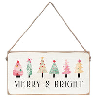 Merry & Bright Festive Christmas Trees Twine Sign