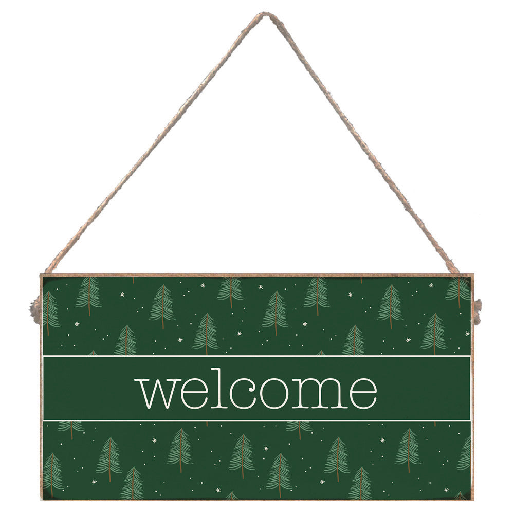 Evergreen Christmas Tree Welcome Twine Sign