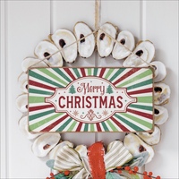 Merry Christmas Festive Stripe Twine Hanging Sign