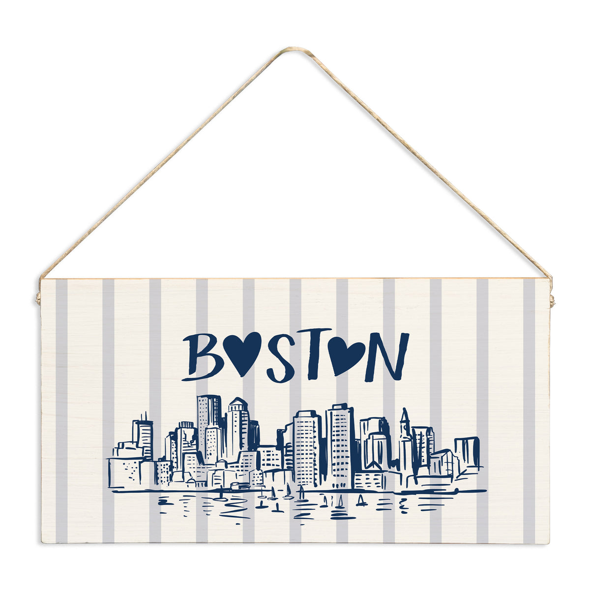 Boston Heart Skyline Twine Sign