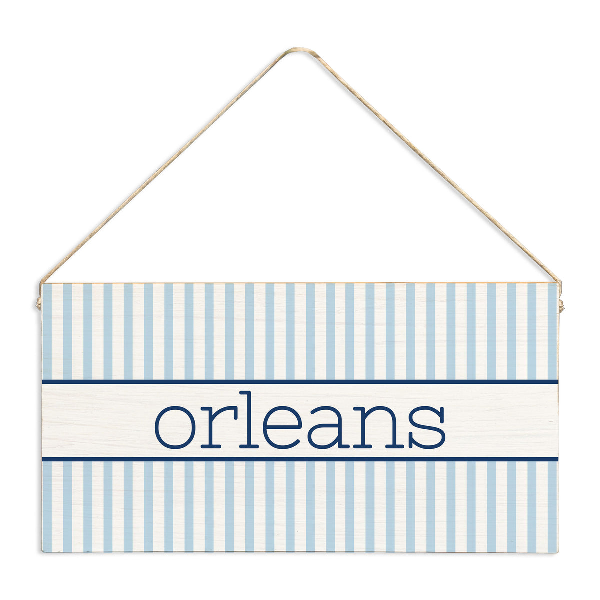 Light Blue Stripes Personalized Twine Sign