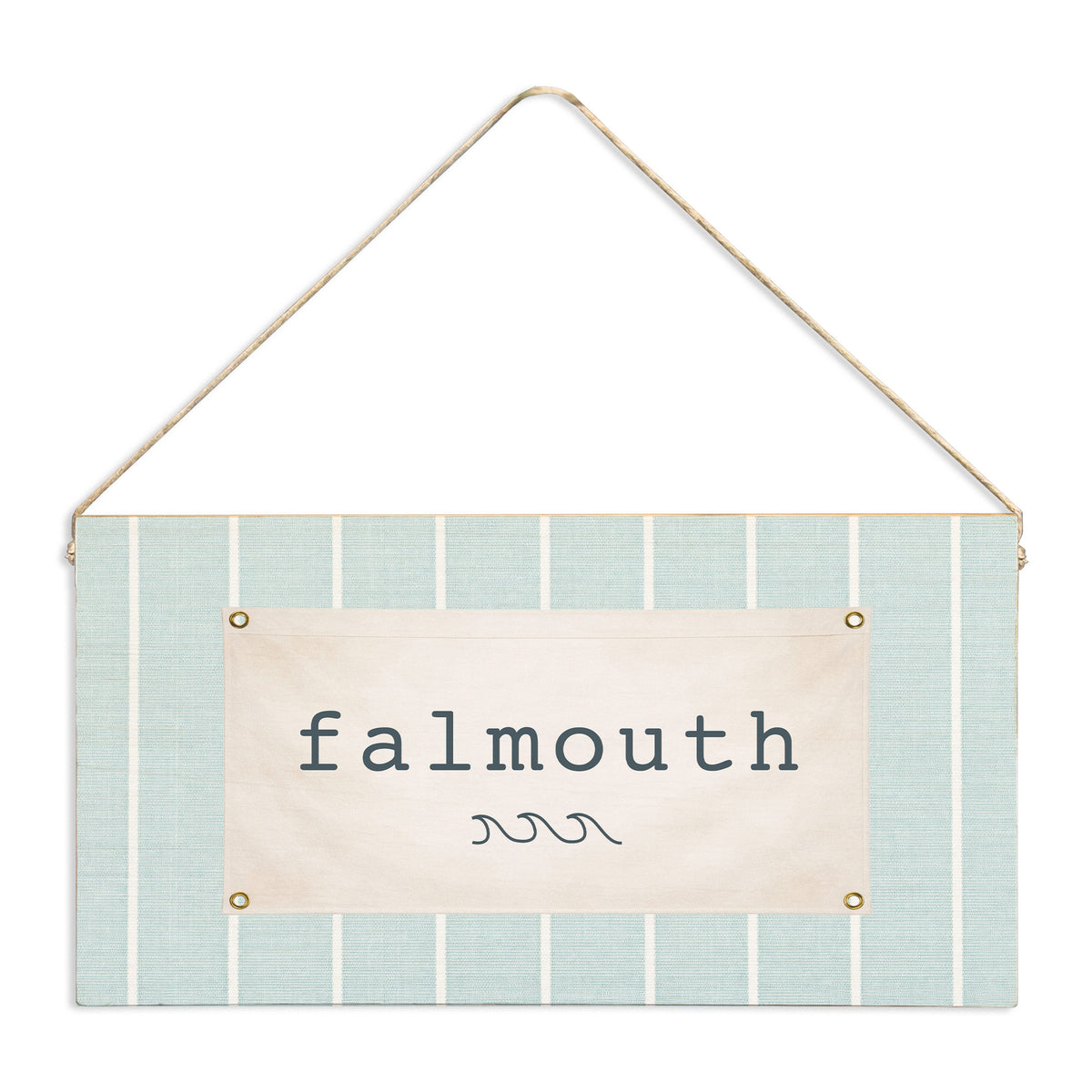 Coastal Flag Teal  Personalized Twine Sign