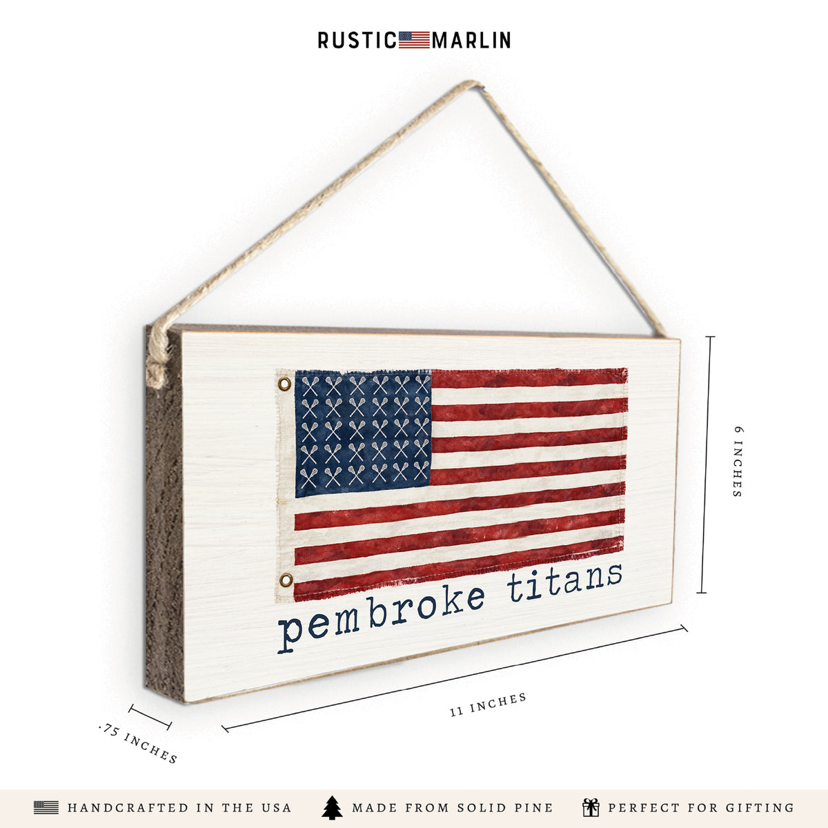 Lacrosse Flag Personalized Twine Sign
