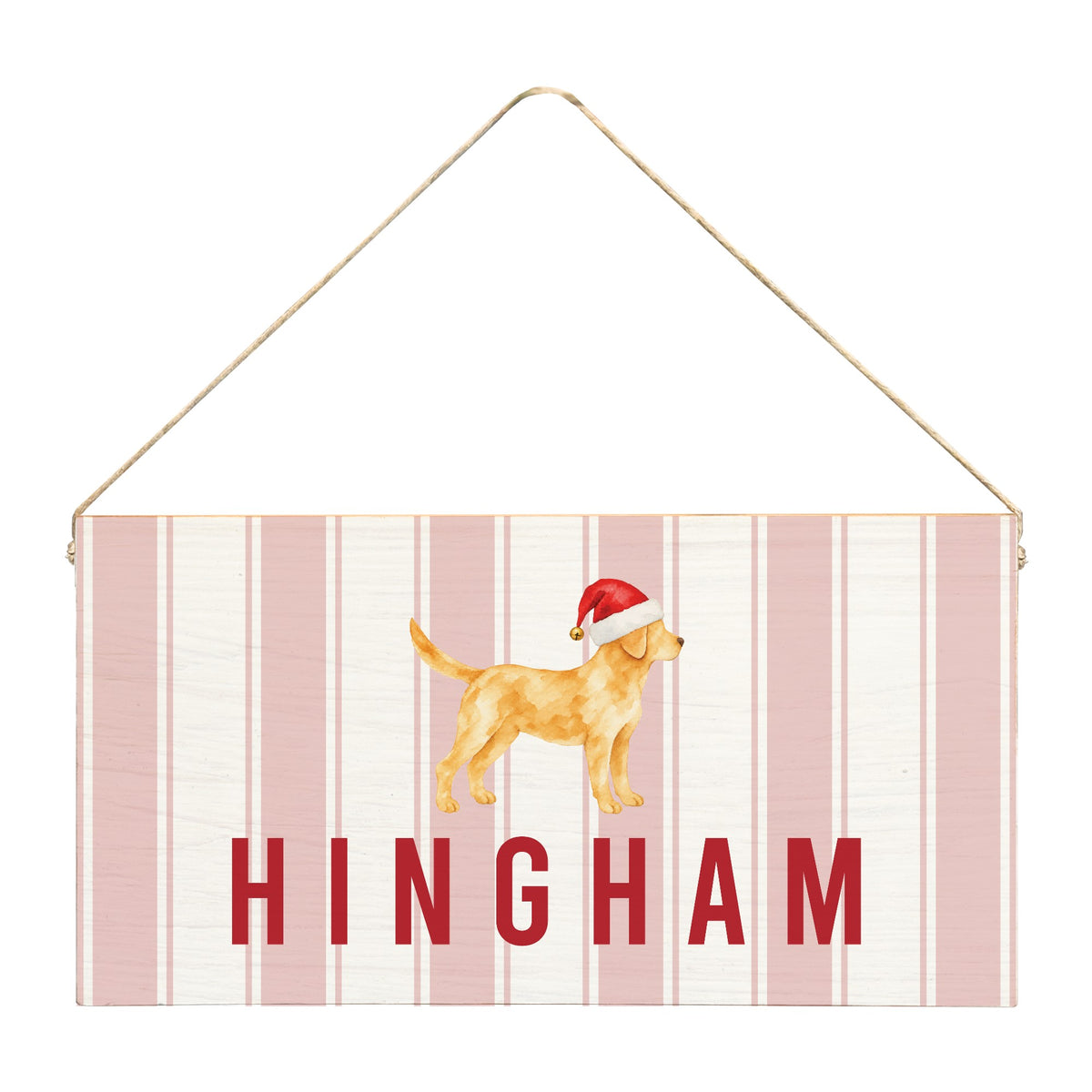 Yellow Lab Santa Hat Personalized Twine Sign