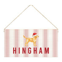 Yellow Lab Santa Hat Personalized Twine Sign