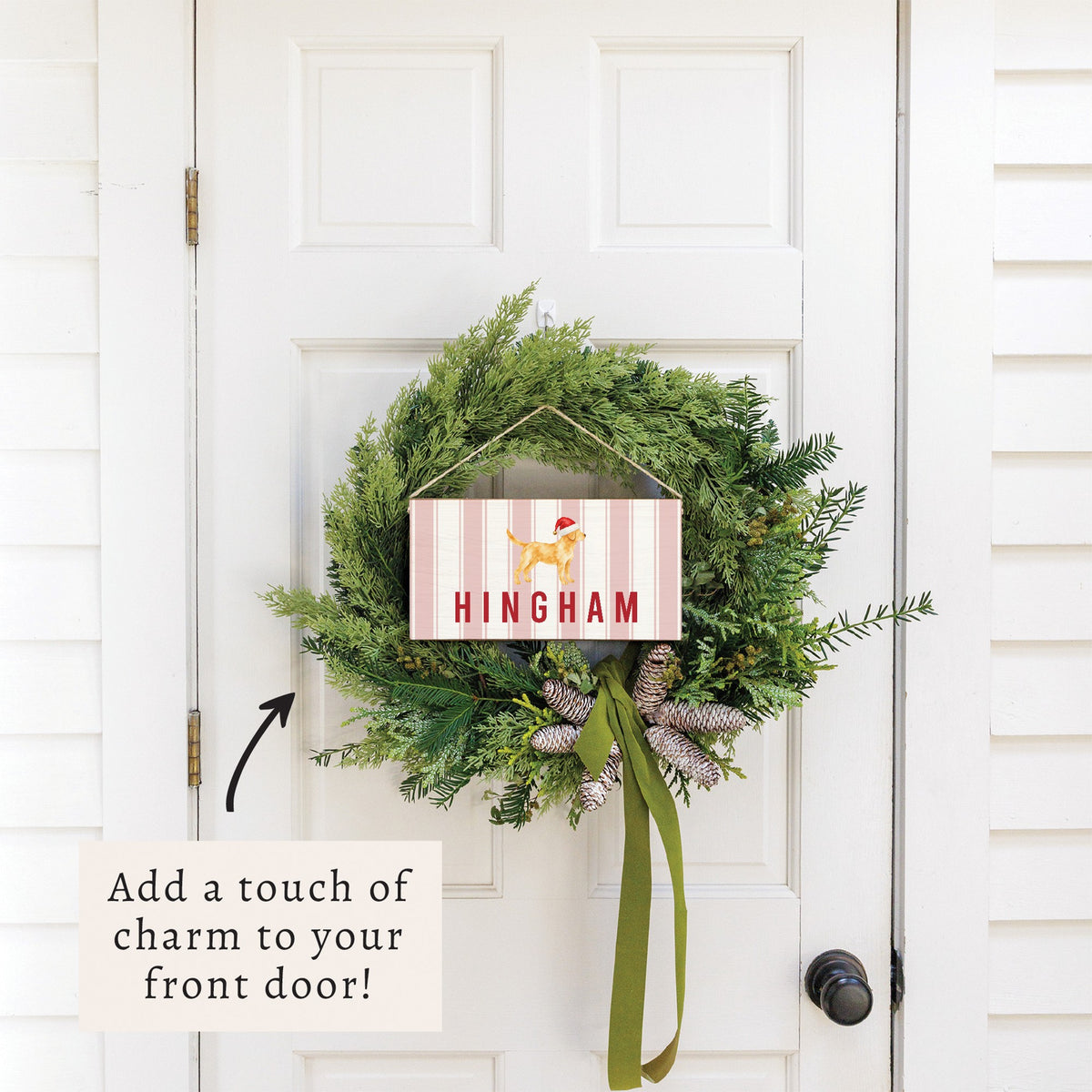 Yellow Lab Santa Hat Personalized Twine Sign