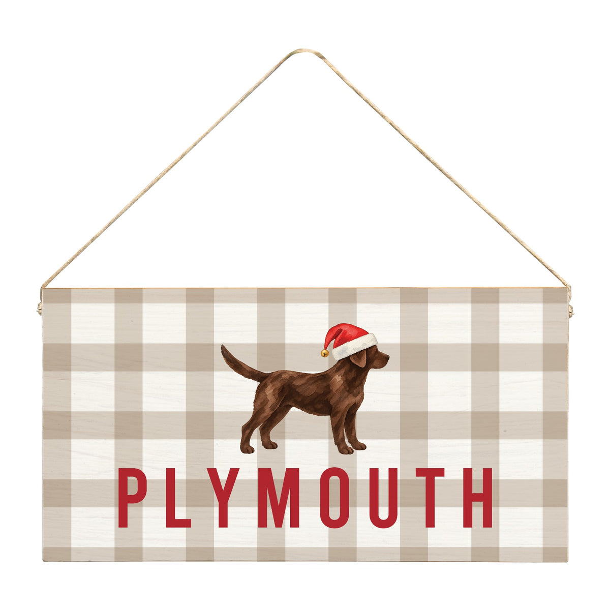 Chocolate Lab Santa Hat Personalized Twine Sign