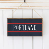 Personalized Navy/Red Twine Hanging Sign