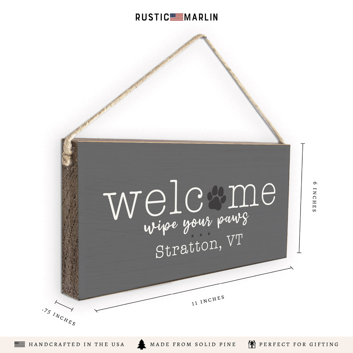 Wipe Your Paws Personalized Twine Sign
